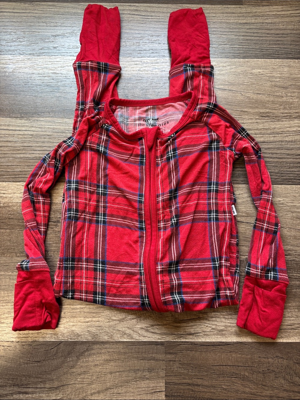 Little Sleepies red plaid zippy pajama.
